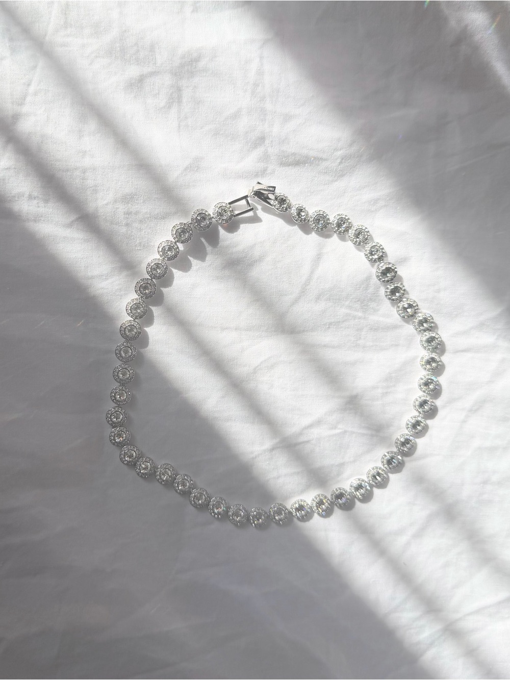 Swarovski Classic Silver Tennis Necklace with Round Cubic Zirconia